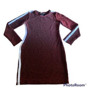 Burgundy with white stripe glitter dress